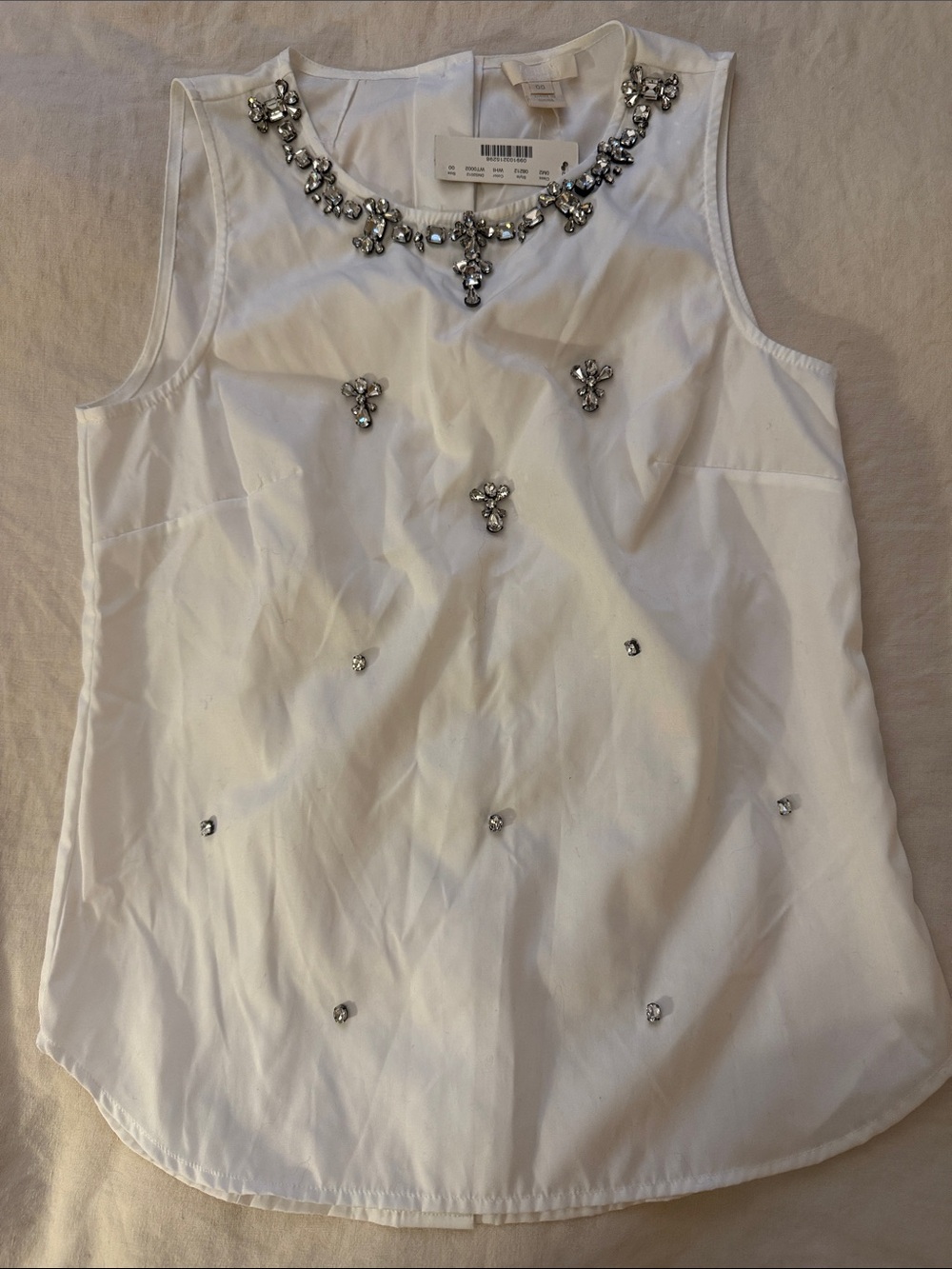 J. Crew Collection NWT White Sleeveless Jeweled Top size 00
